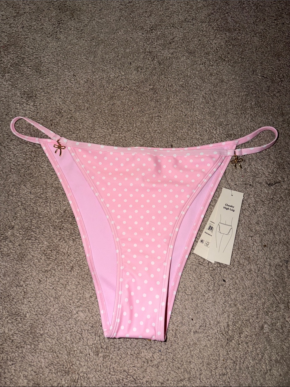 No Boundaries Pink Polka Dot High-Leg Bikini Bottom